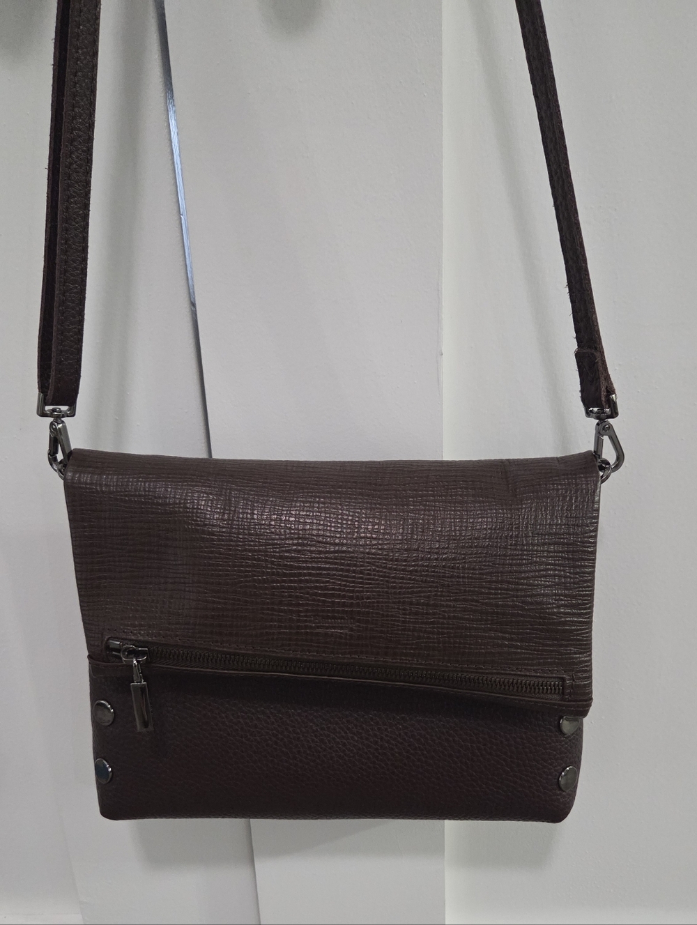 Hammitt Brown Leather VIP Medium Crossbody with Gunmetal Stud Accents